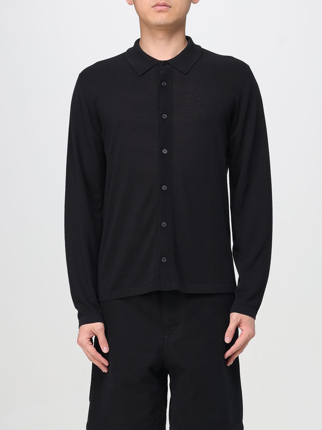 Roberto Collina Man Shirt Black Size 40 Merino Wool In Black
