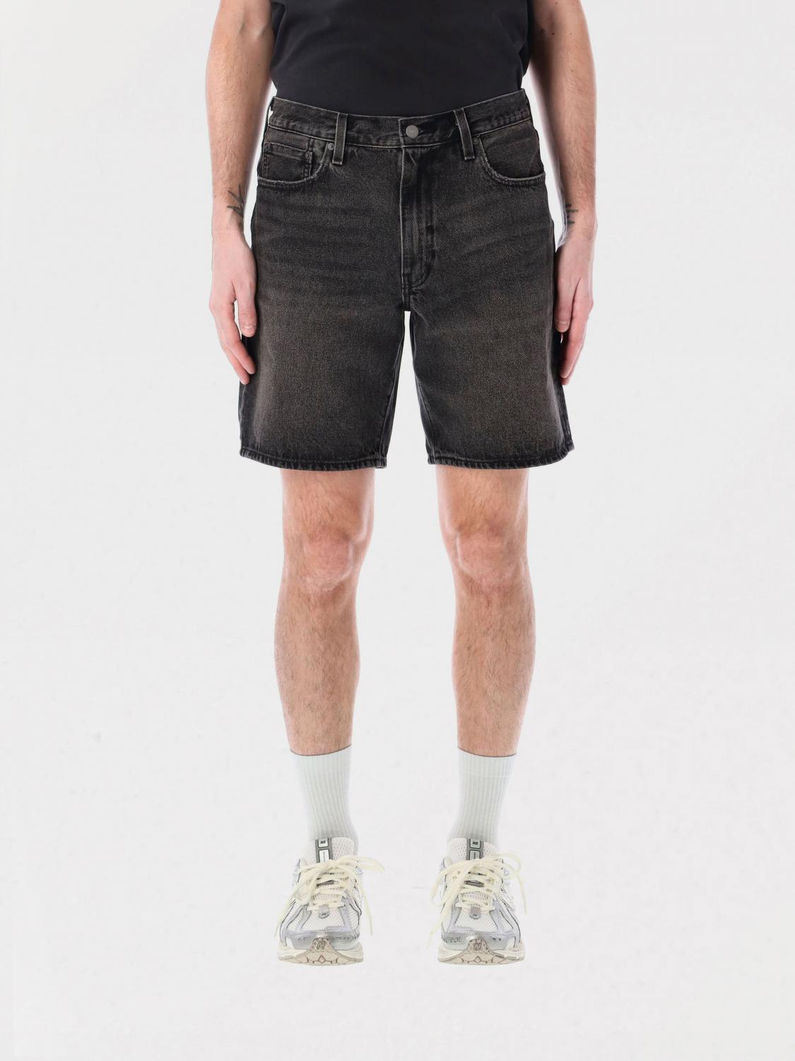 Levi's 468 Loose Denim Shorts In Washed Black In Black