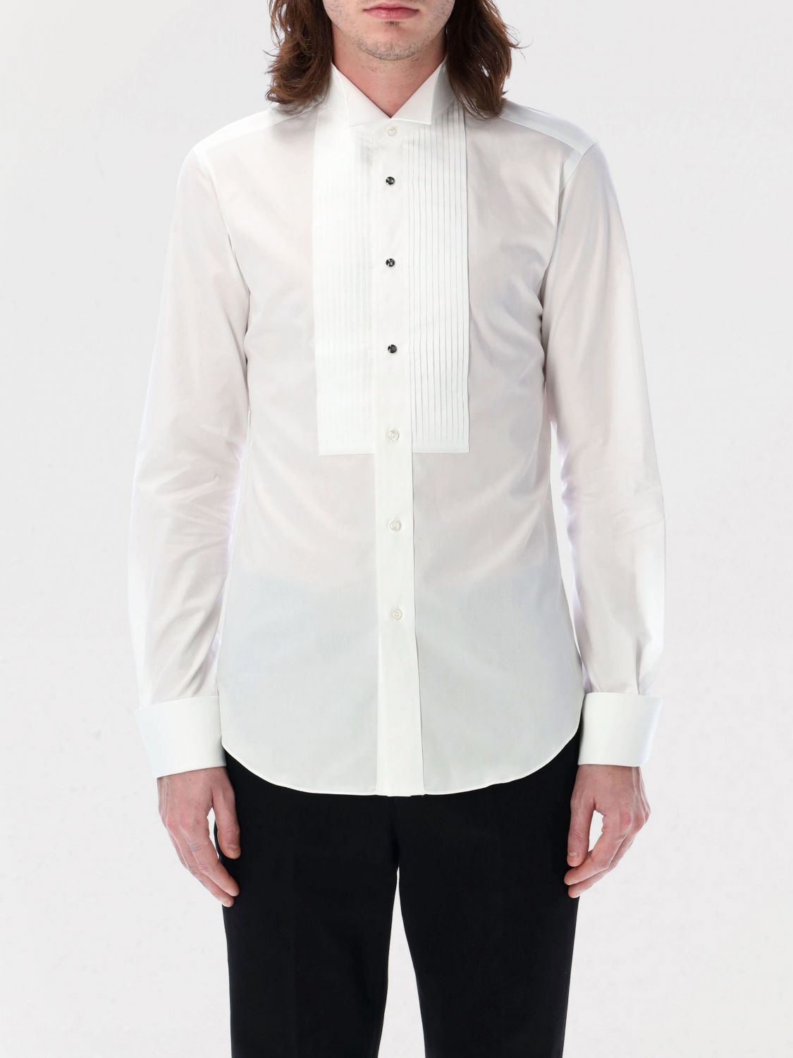 Junya Watanabe Smocking Shirt With Pleated Front And Structured Collar In White