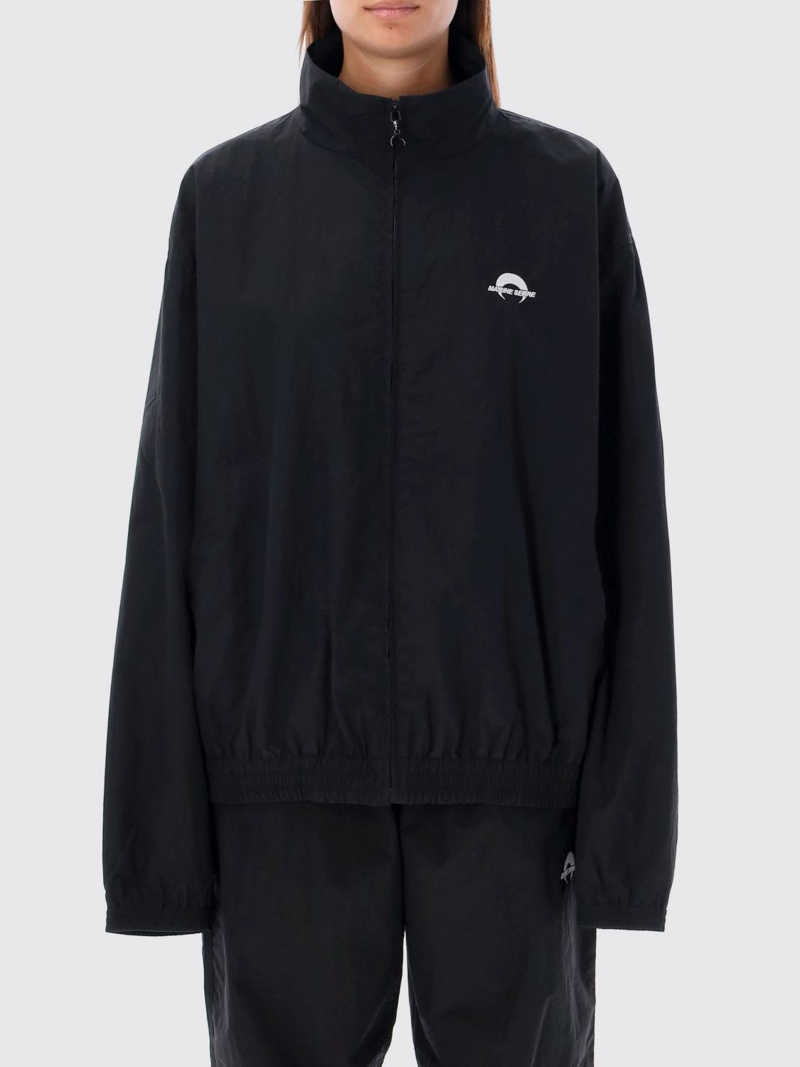 Marine Serre High-collared Black Nylon Track Jacket