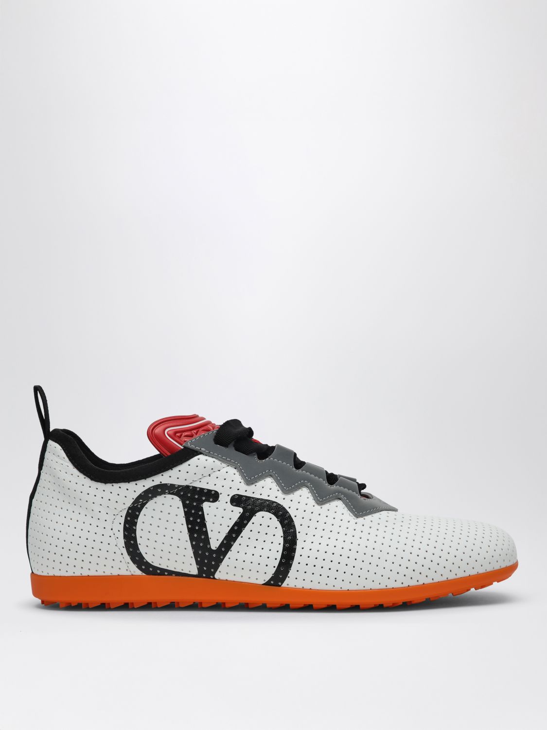 Valentino Chromathon Low-top Sneakers In Perforated Leather In White