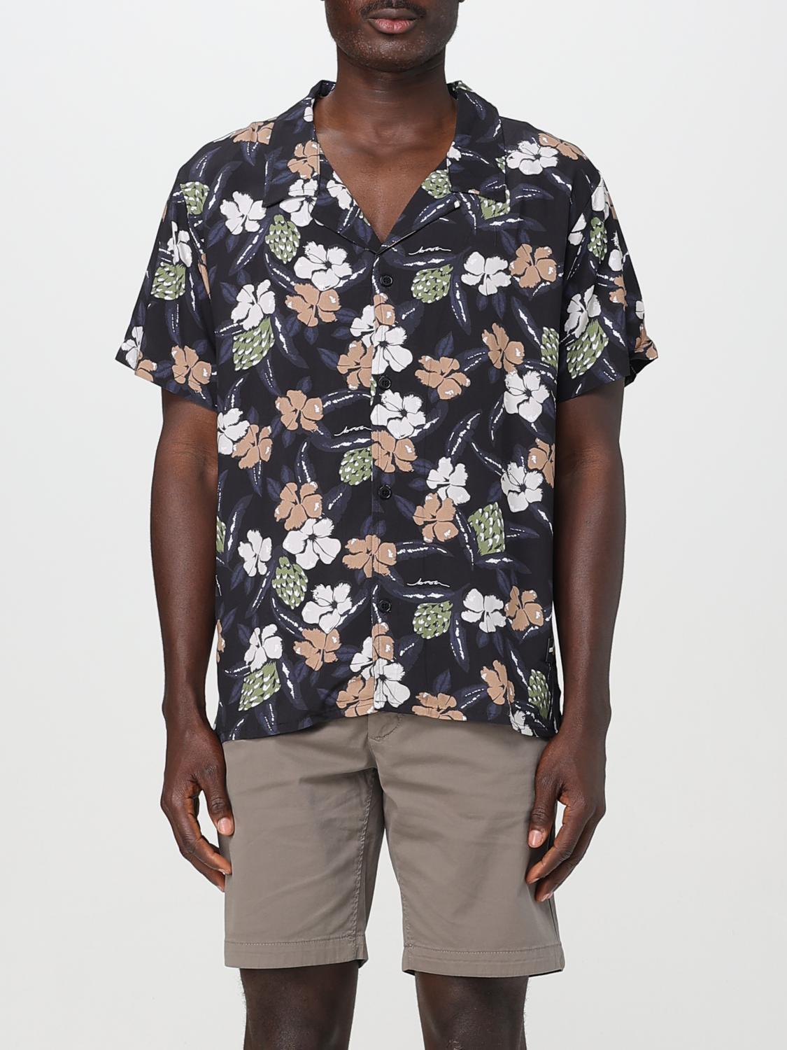 Hugo Boss Mens Black Floral-print Short-sleeve Woven Beach Shirt Xl