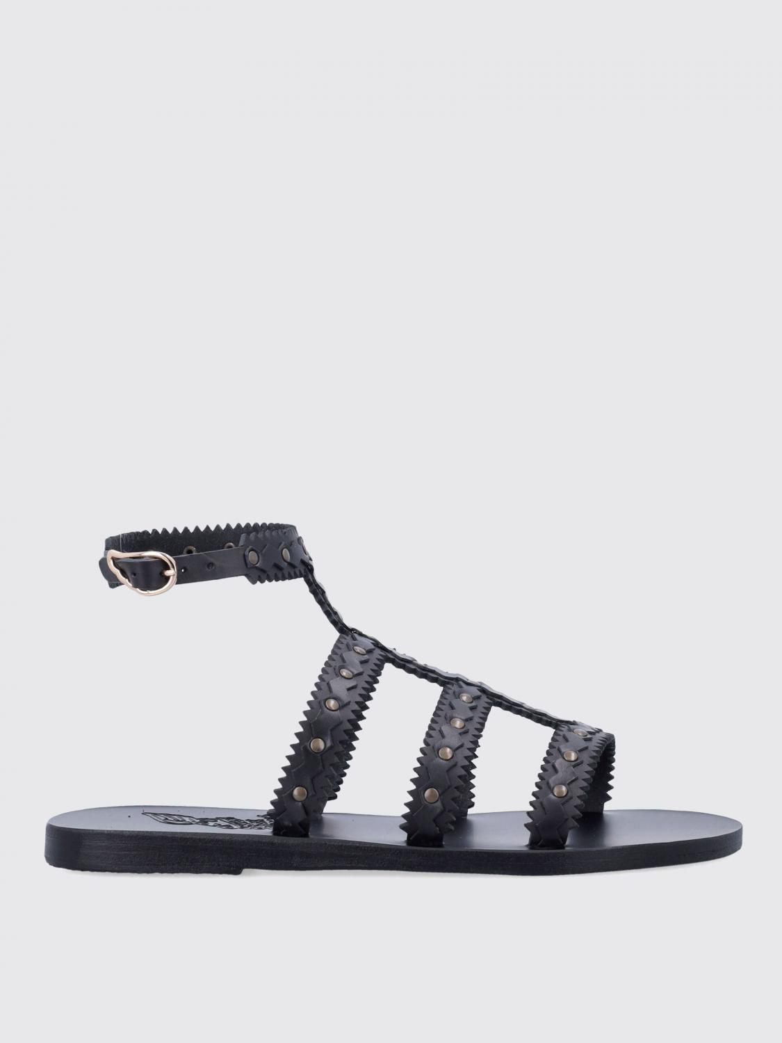 Ancient Greek Black Open Toe Sandals In Black