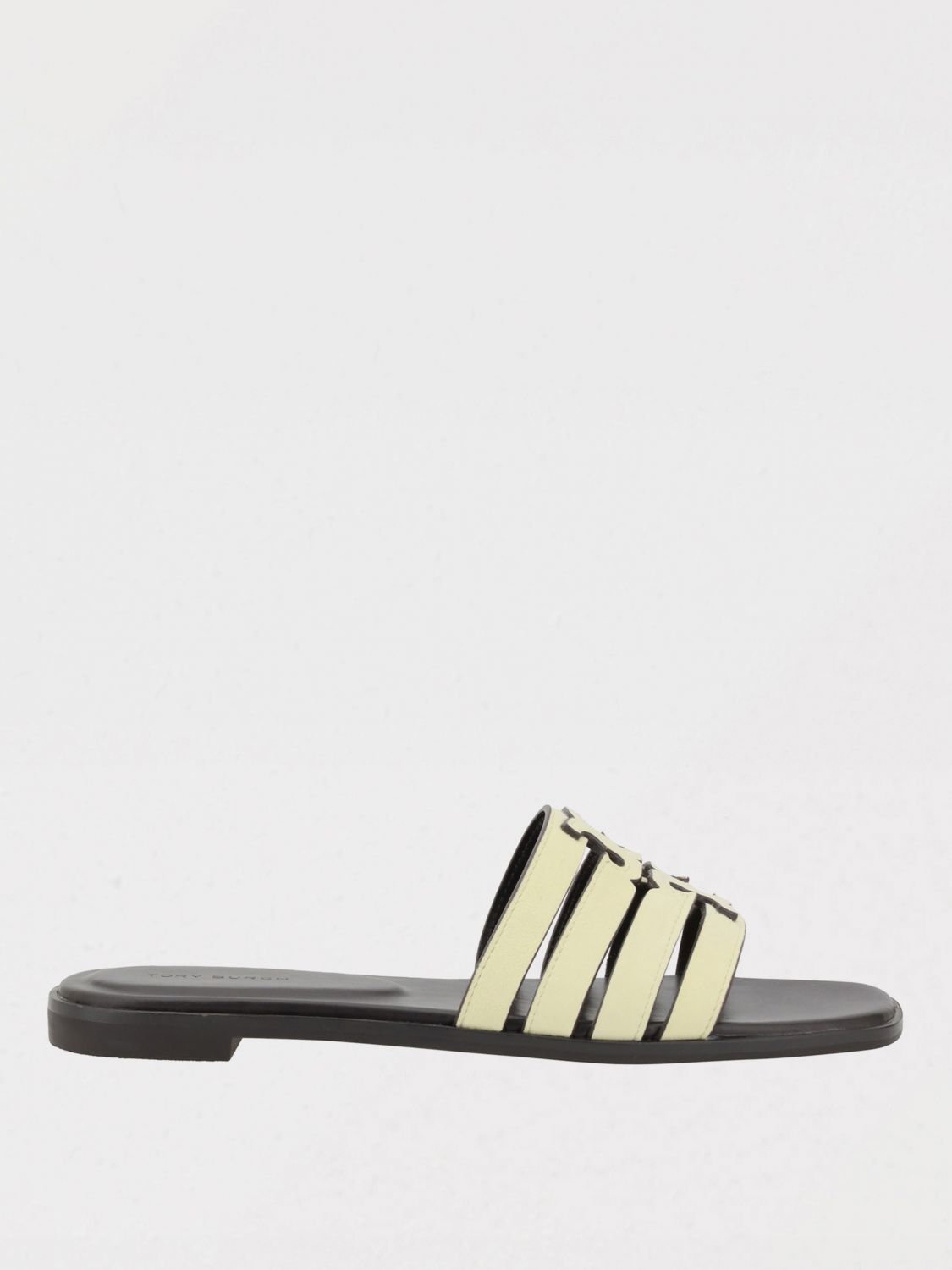 Tory Burch Ines Metallic Flat Slides In Neutral