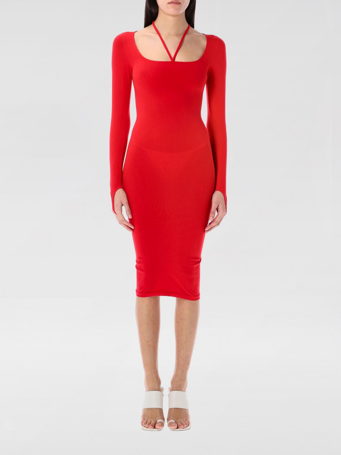 Andreädamo Andreadamo Sculpting Jersey Midi Gown In Red