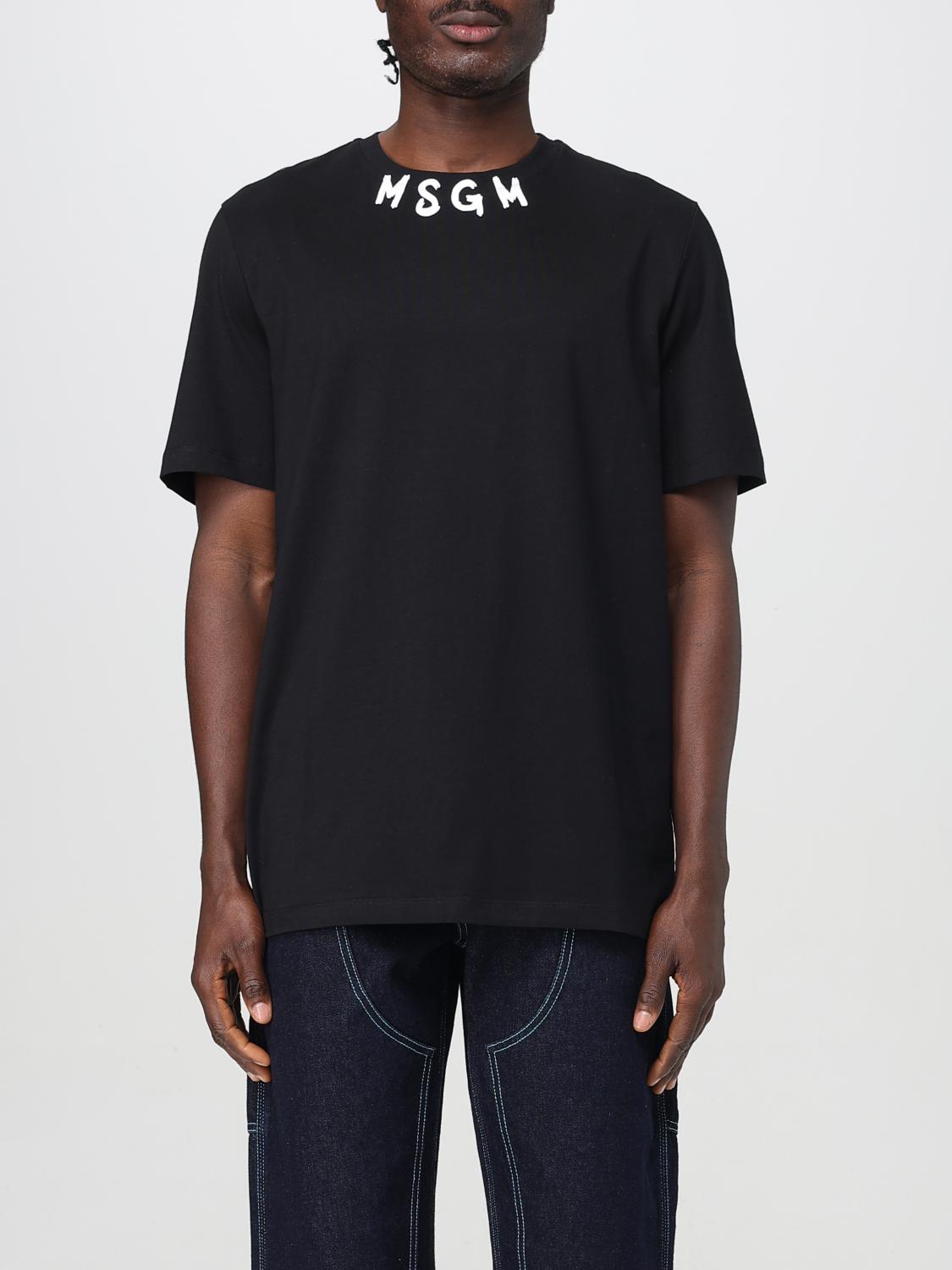 Msgm Logo Crew Neck T-shirt In Black