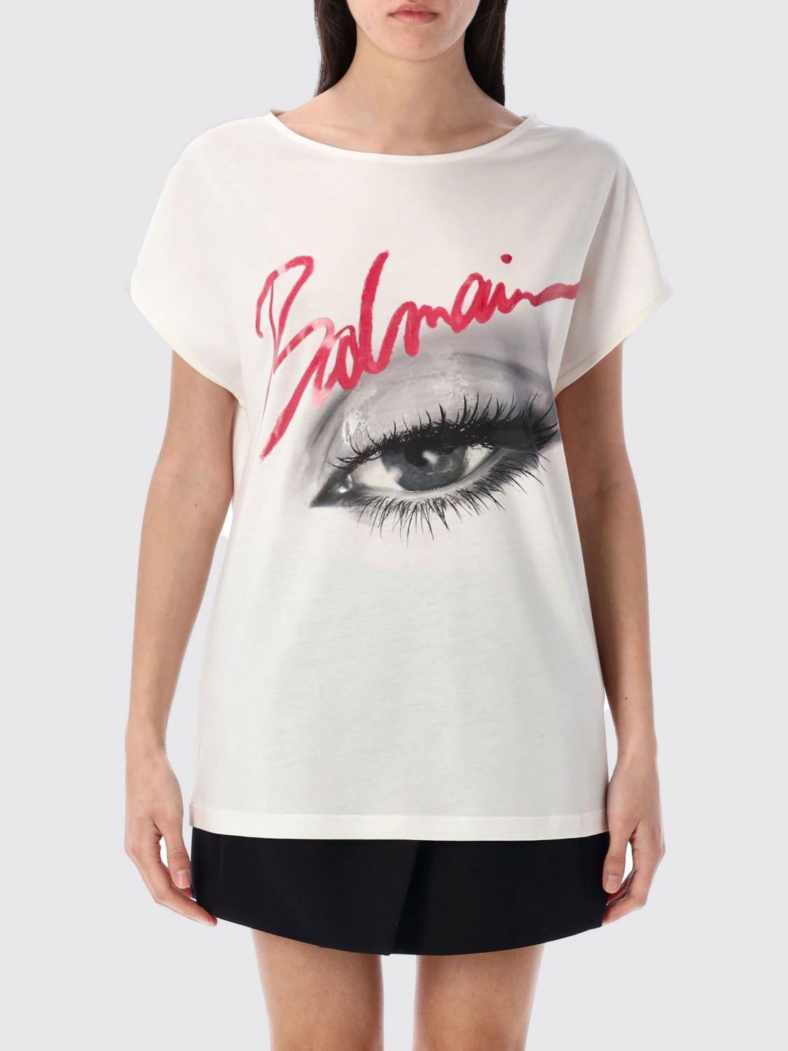 Shop Balmain T-shirt Woman Color White