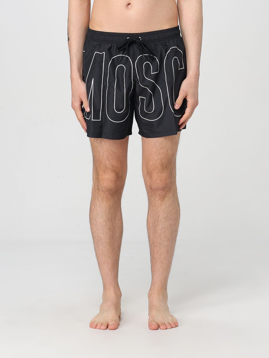 Moschino Mare Nero Swim Shorts With Bold Lettering In Black