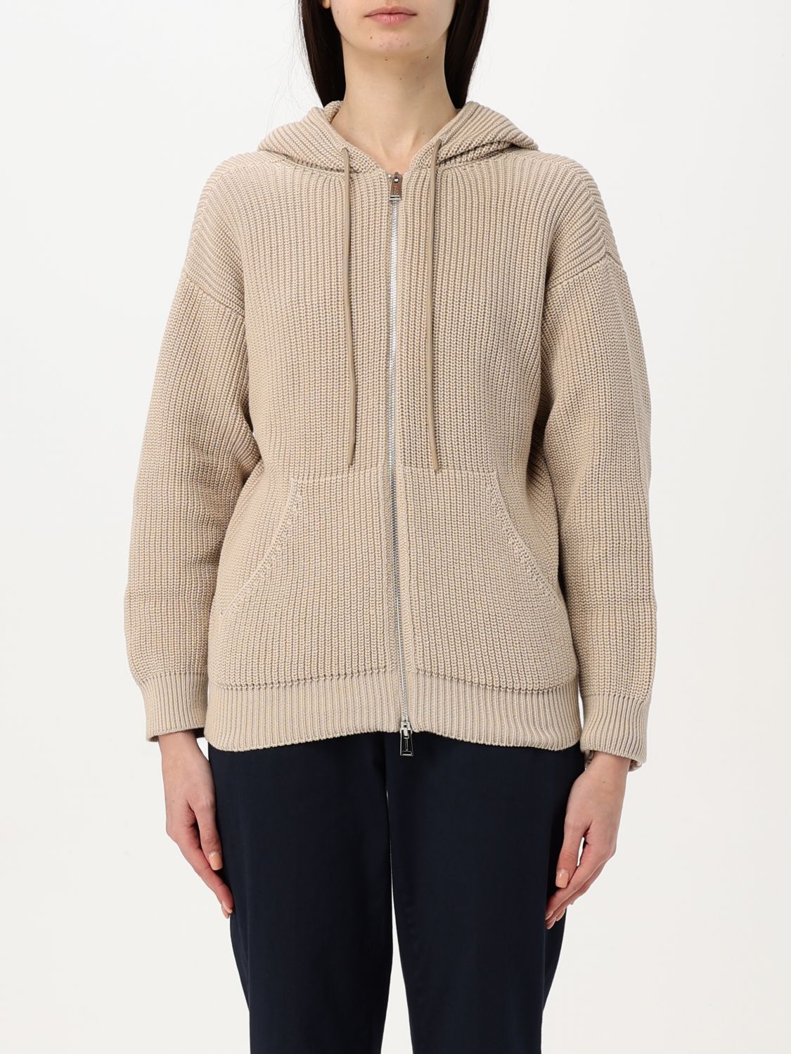Add Zipped Sweatshirt In Cream