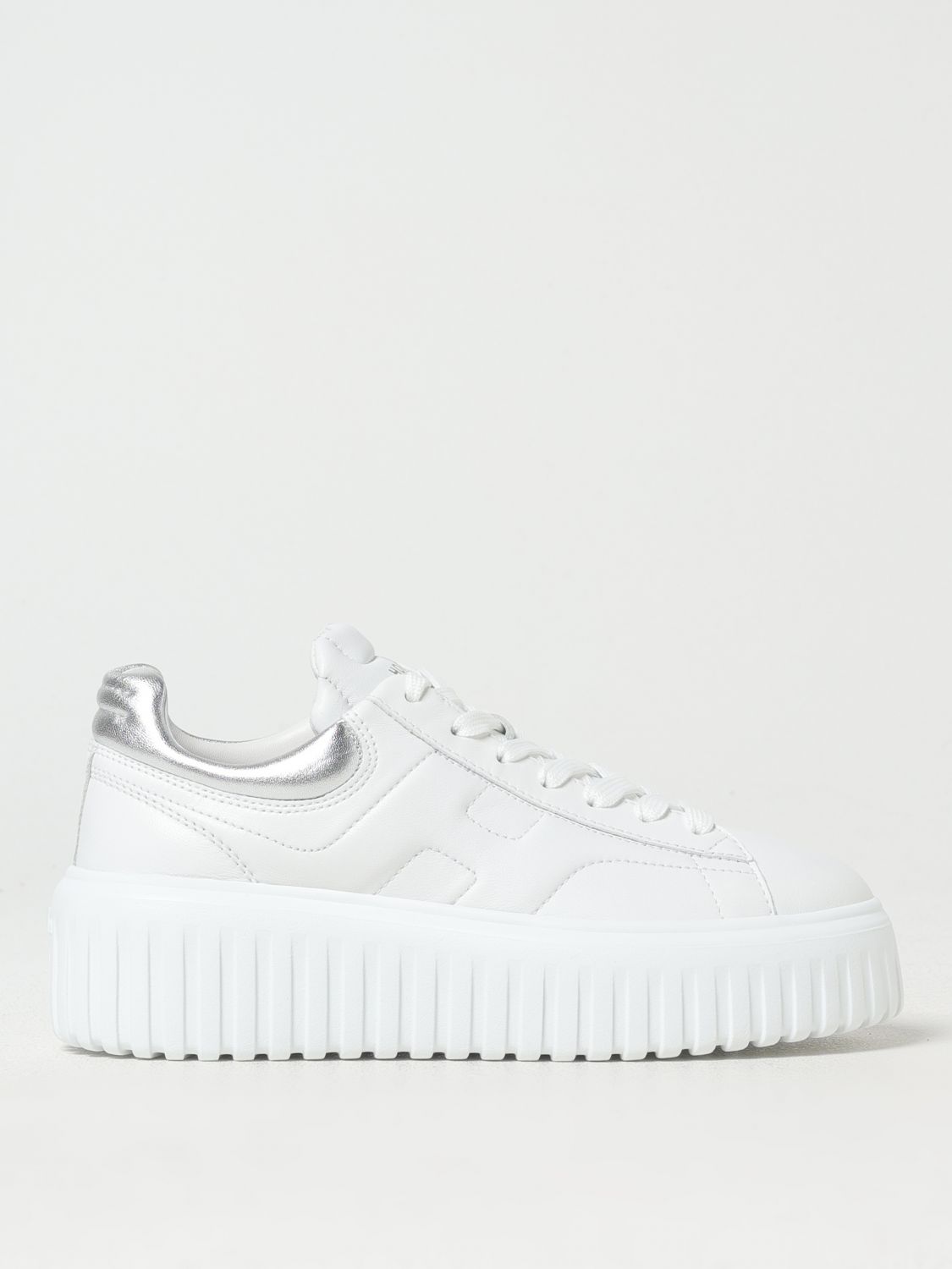 Hogan Striped Leather Lace-up Sneakers With H Detail In White