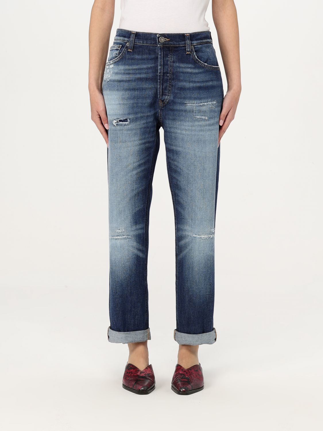 Dondup Regular Fit Jeans With Rolled Cuffs In Blue