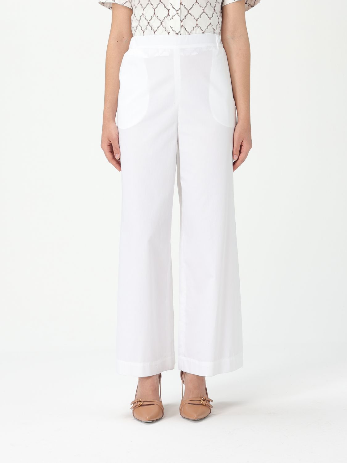 Mm Max Mara Pants Woman Color White In White