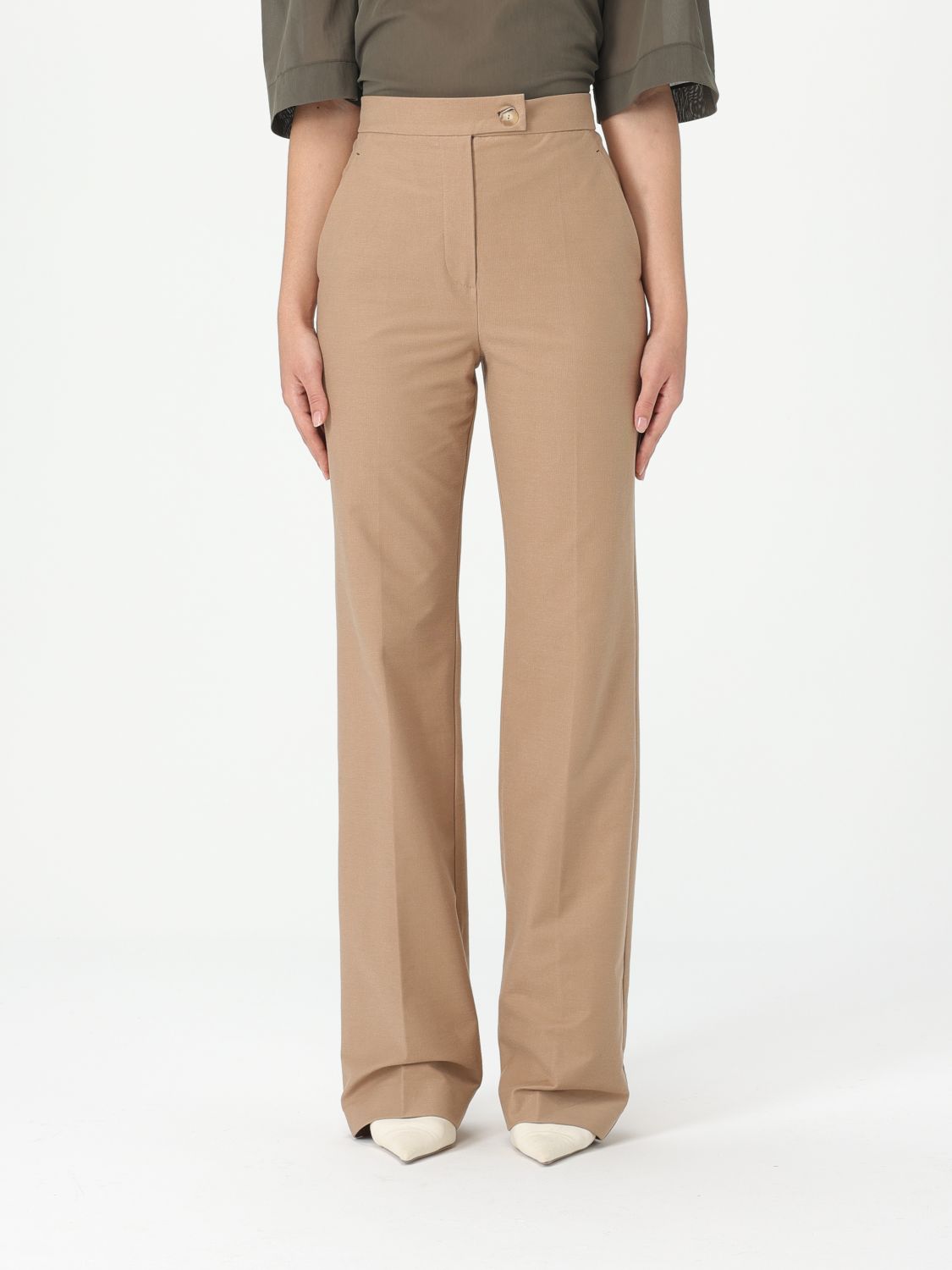 Mm Max Mara Pants Woman Color Camel In Camel