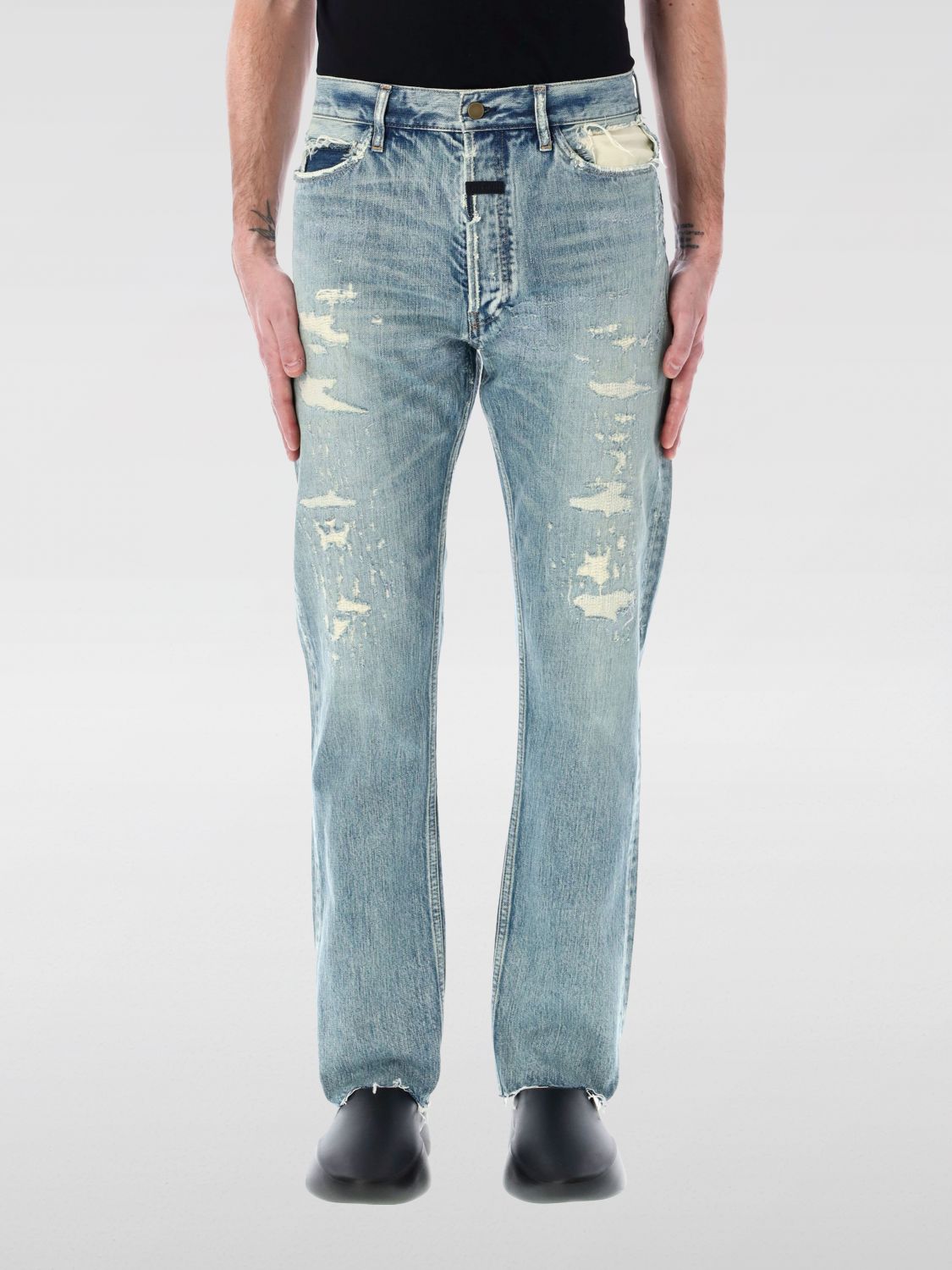 Shop Fear Of God Jeans Men Color Indigo