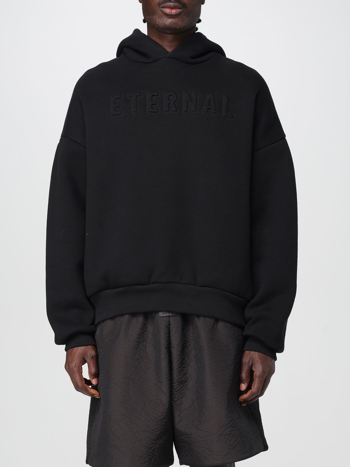 Fear Of God Eternal Black Hoodie With Logo Patch On The Hood And Embroidery On The Front In Cotton Blend Man