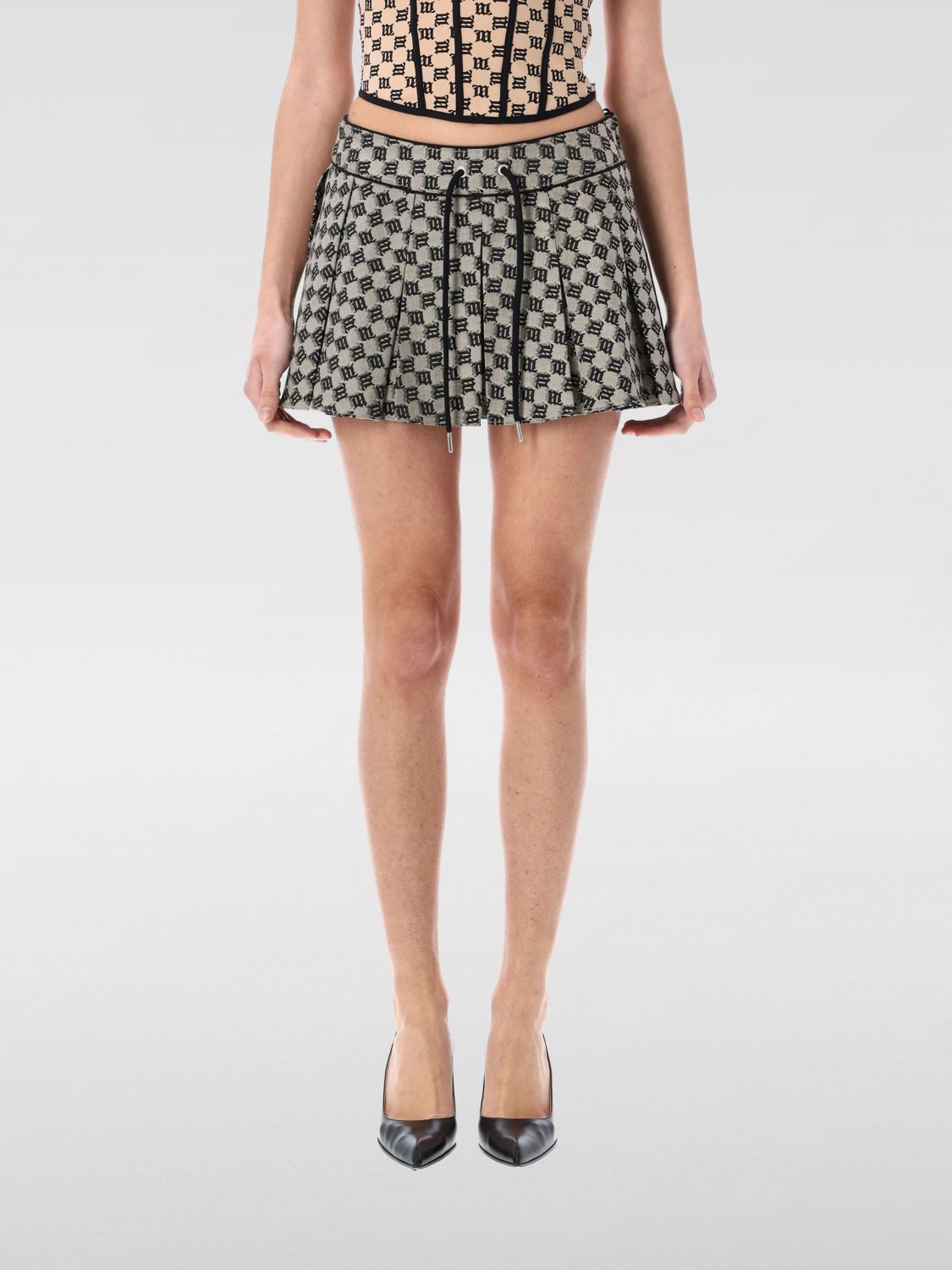 Misbhv Monogram Jacquard Canvas Mini Skirt In Multicolor