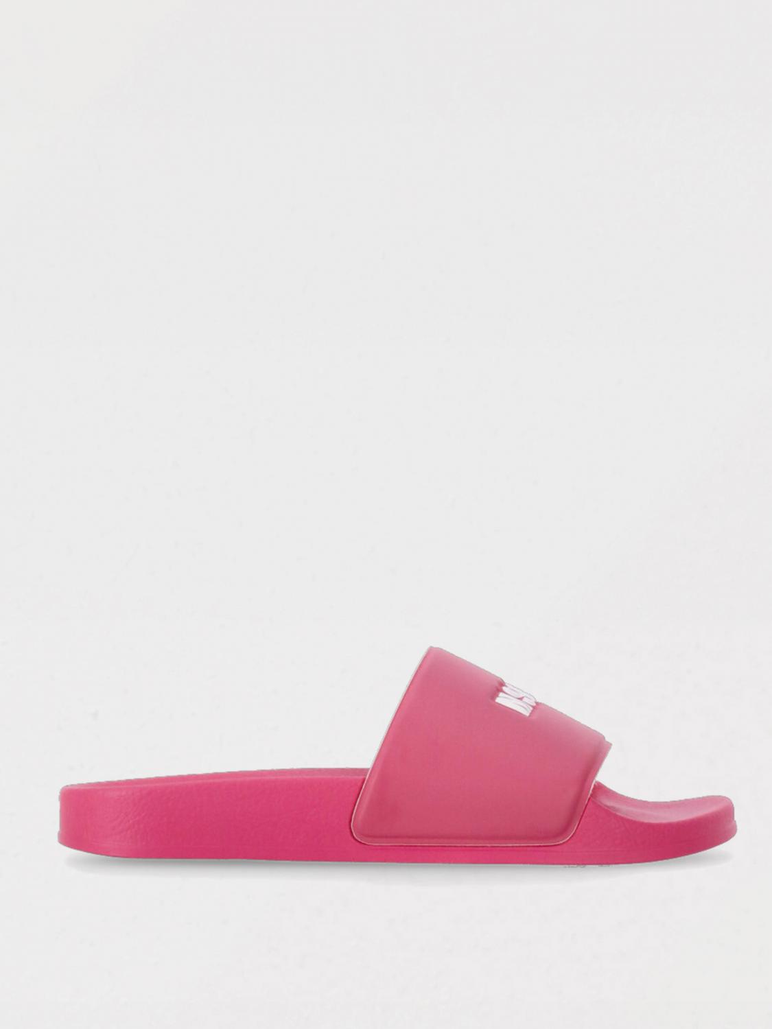 Msgm Logo Open Toe Slide Sandal In Fuchsia