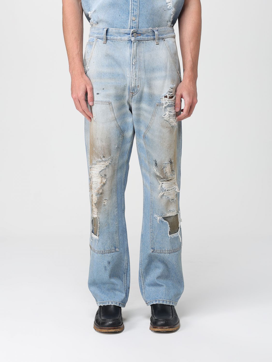 Mm6 Maison Margiela Mm6 By Maison Margiela Relaxed Fit High-waisted Distressed Jeans In Blue