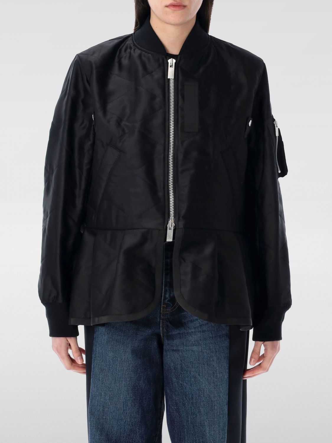 Shop Sacai Jacket Woman Color Black