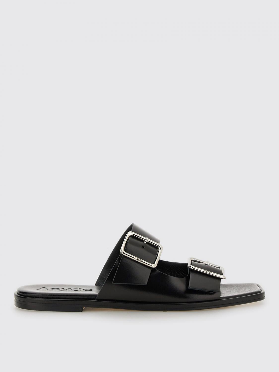 Aeyde Tonya Leather Double Strap Sandals