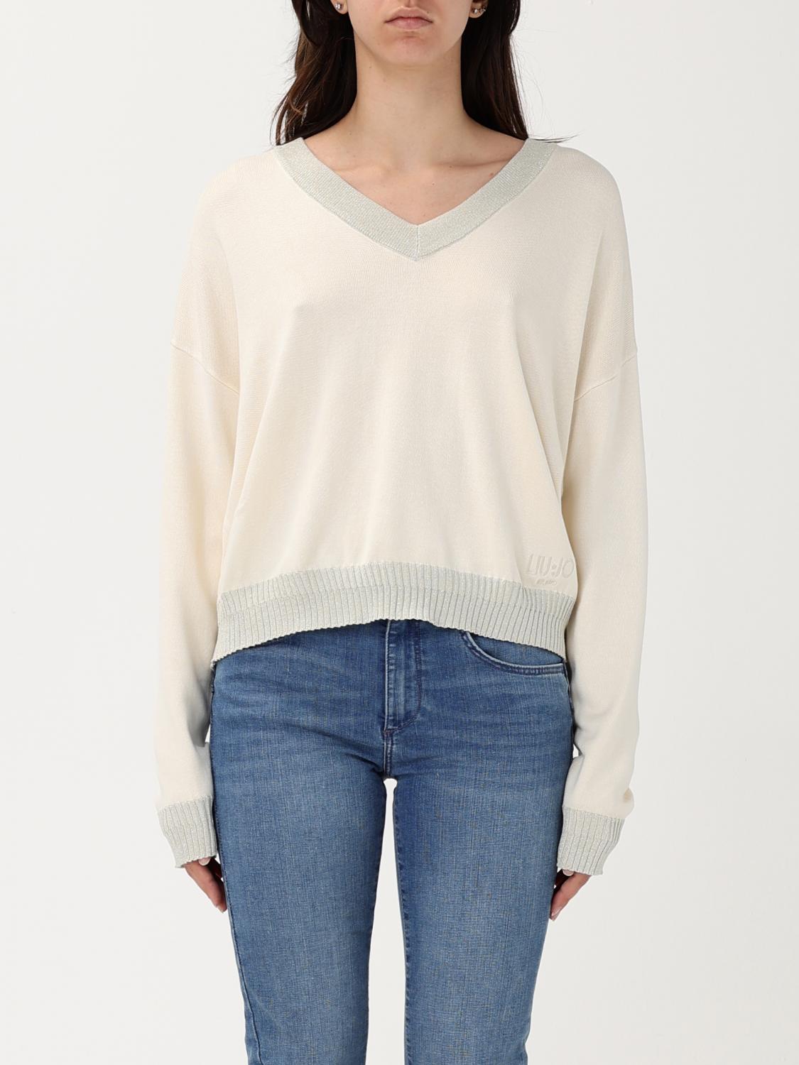 Liu •jo V-neck Long-sleeved Sweater In ホワイト