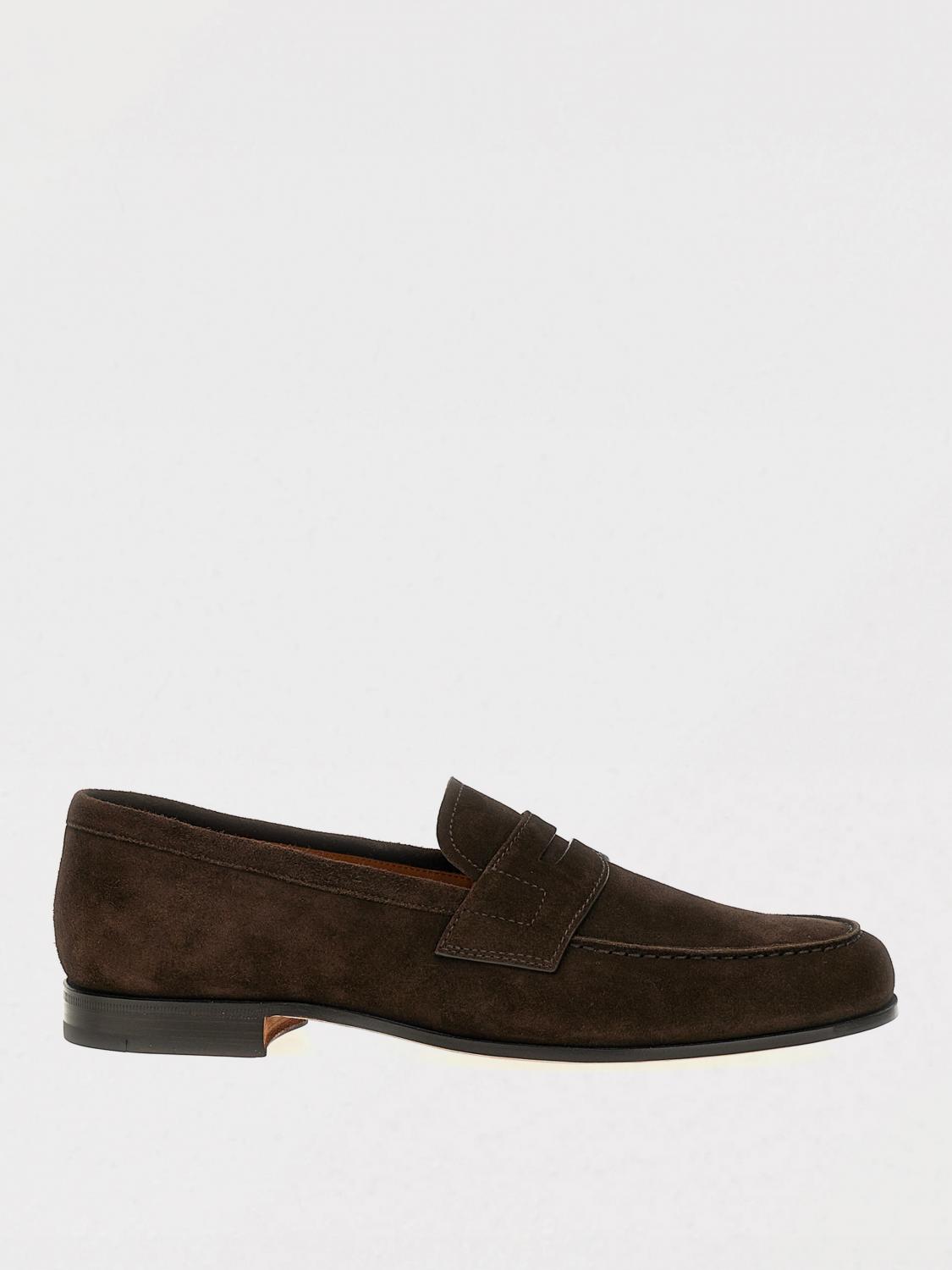 Church's Round Toe Suede Loafers With Penny Strap In Brown
