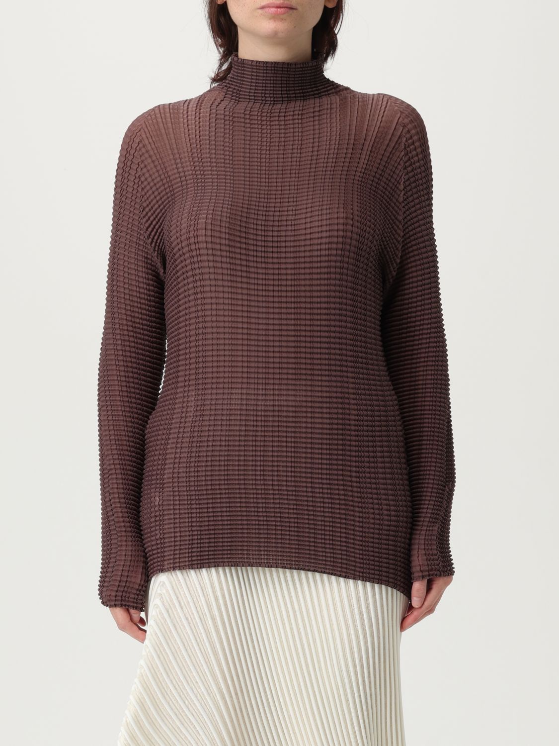Shop Issey Miyake Top Woman Color Brown