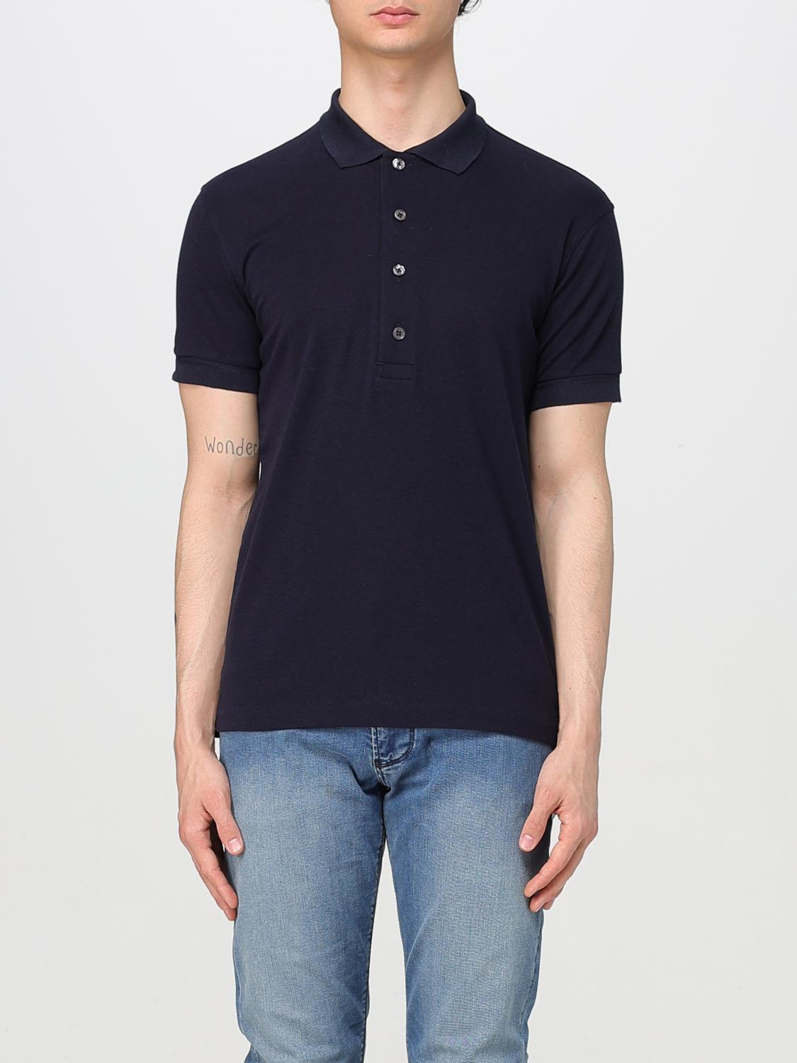 Tom Ford Midnight Cotton Blend Polo In Blue