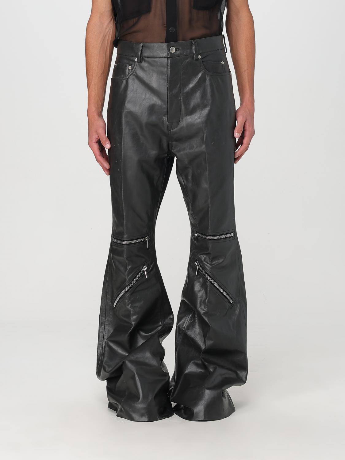 Rick Owens Black Hollywood Bolan Cargo Leather Pants