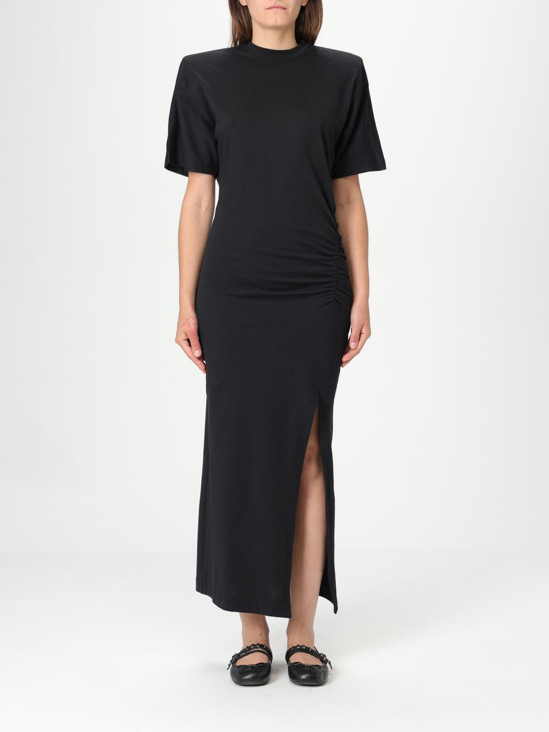 Pinko Long T-shirt Dress With Padded Shoulders In Black
