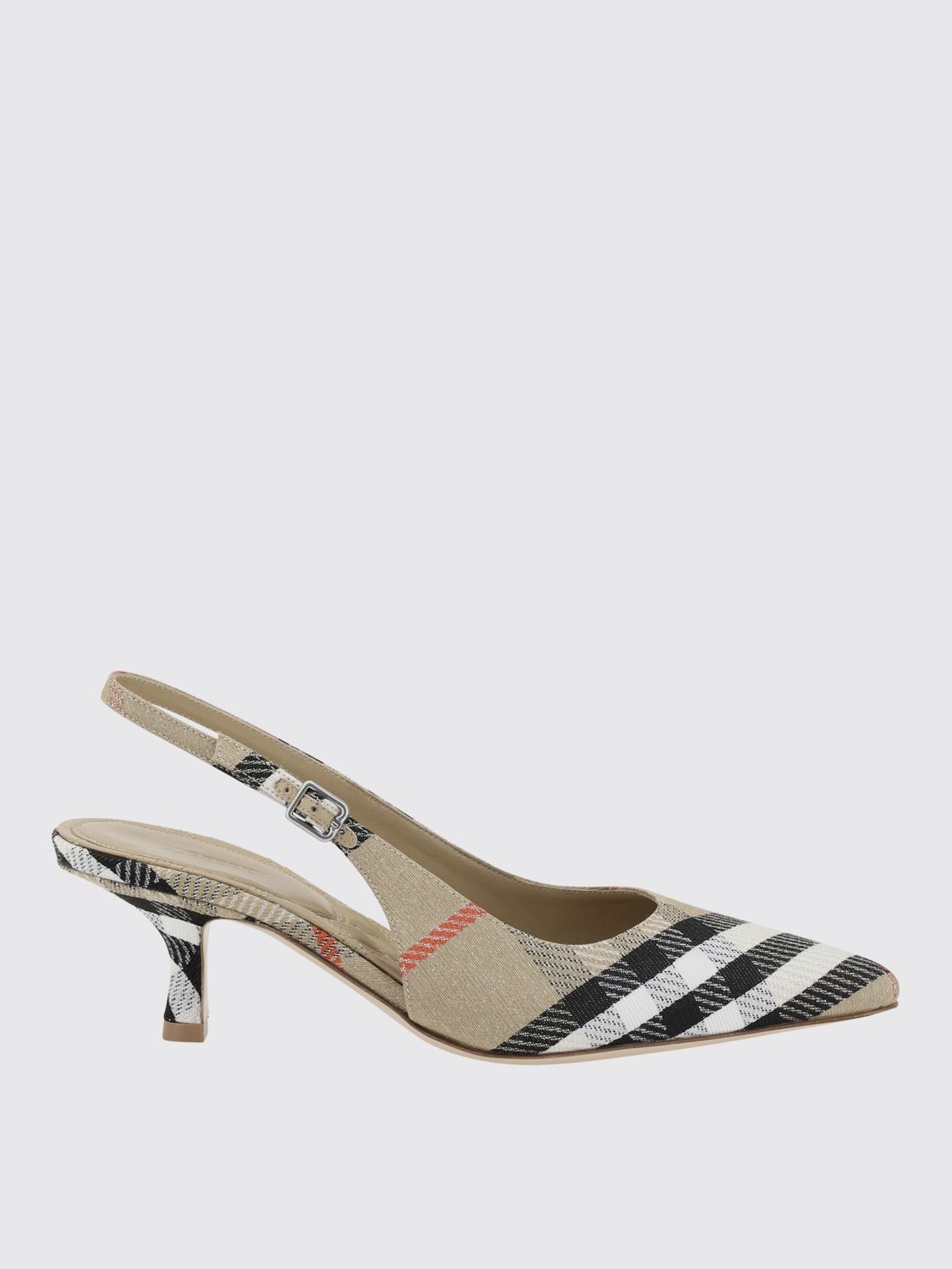 Burberry Slingback Pumps Birdie Check Women In ベージュ