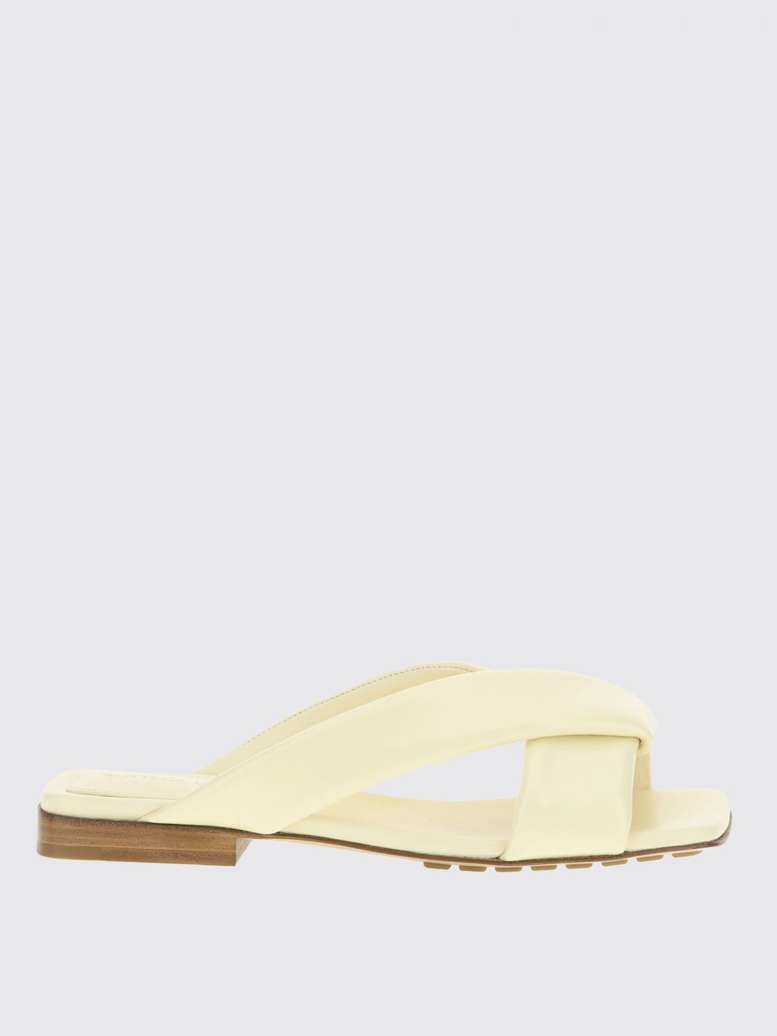 Bottega Veneta Women Pastel Yellow Leather Riva Slippers