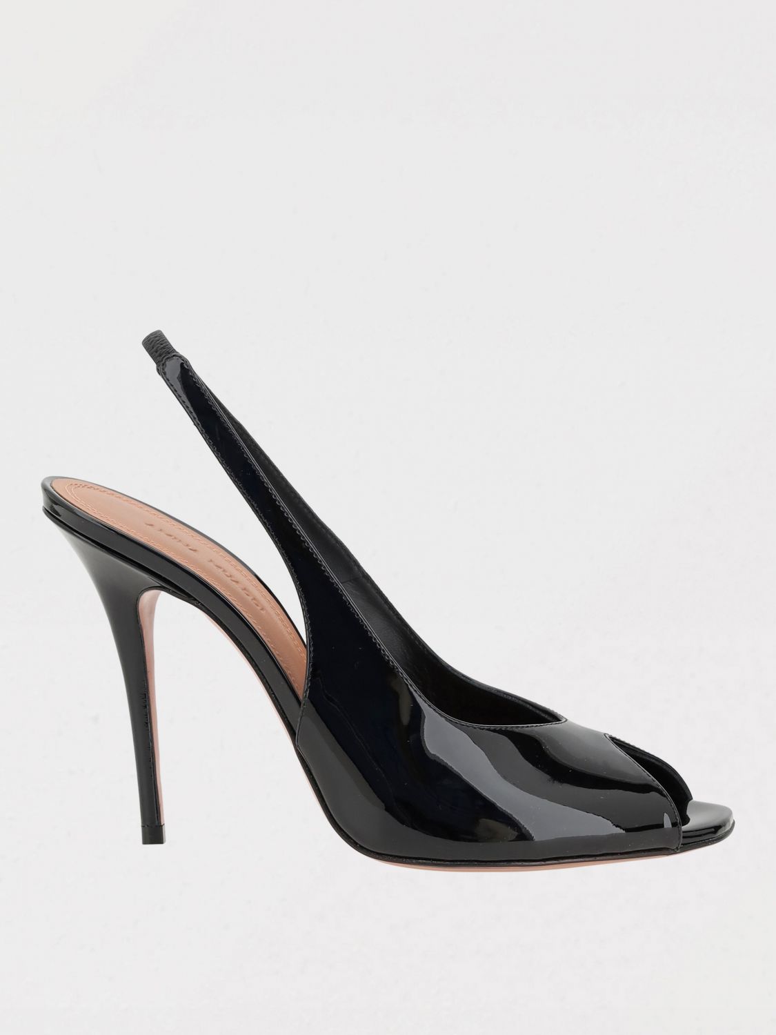 Amina Muaddi Kristina 105 Patent Leather Peep-toe Pumps In ブラック