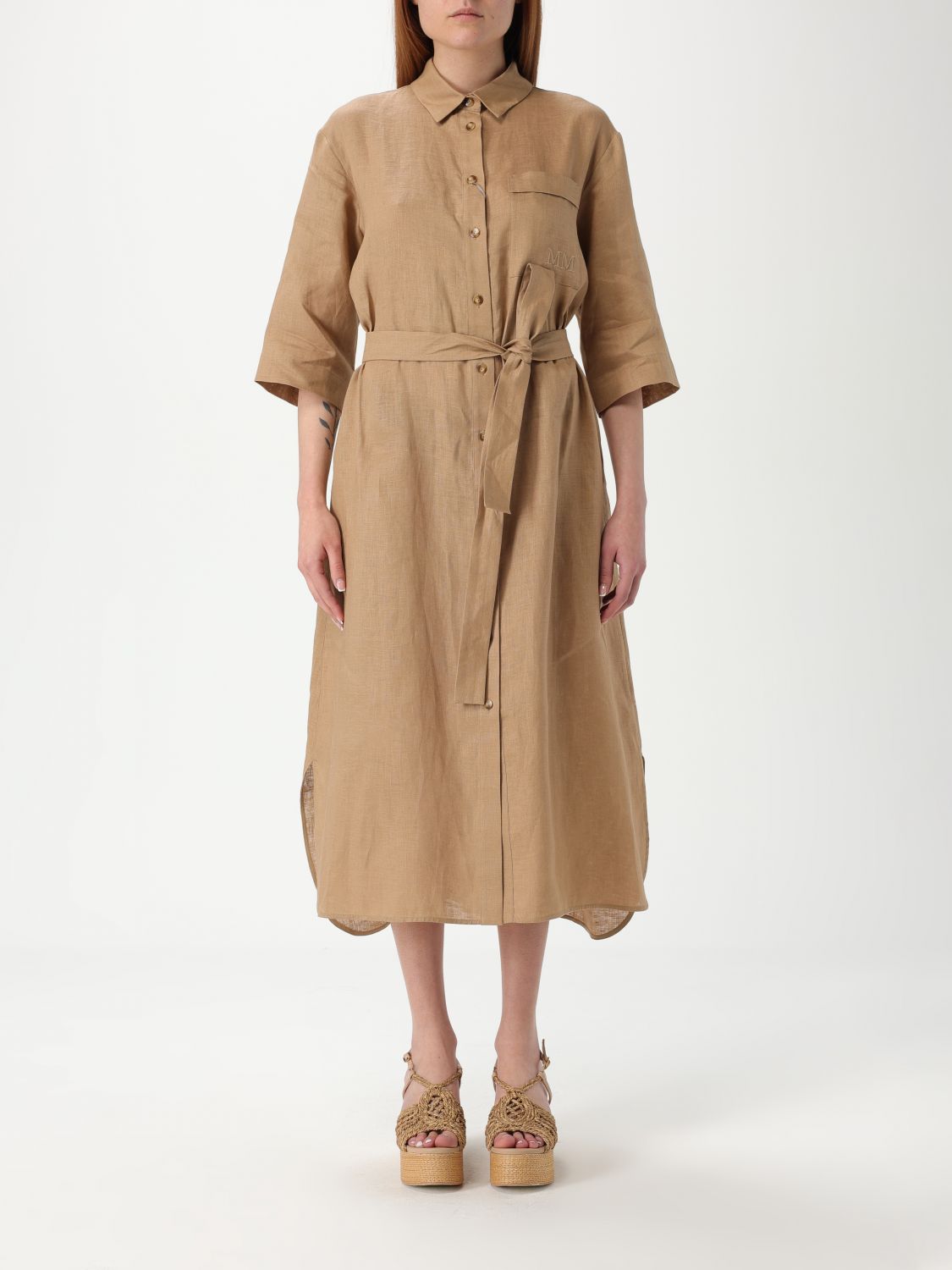 Mm Max Mara Dress  Woman Color Camel