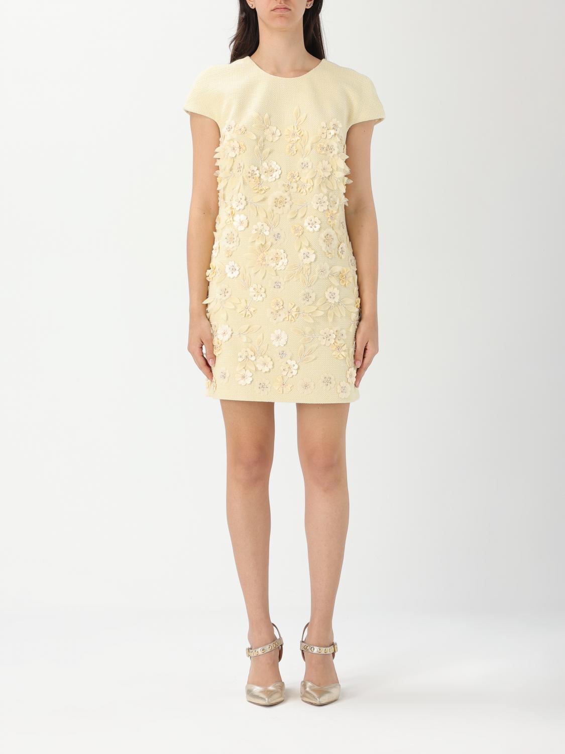 Elisabetta Franchi Tweed Mini Dress In レモン