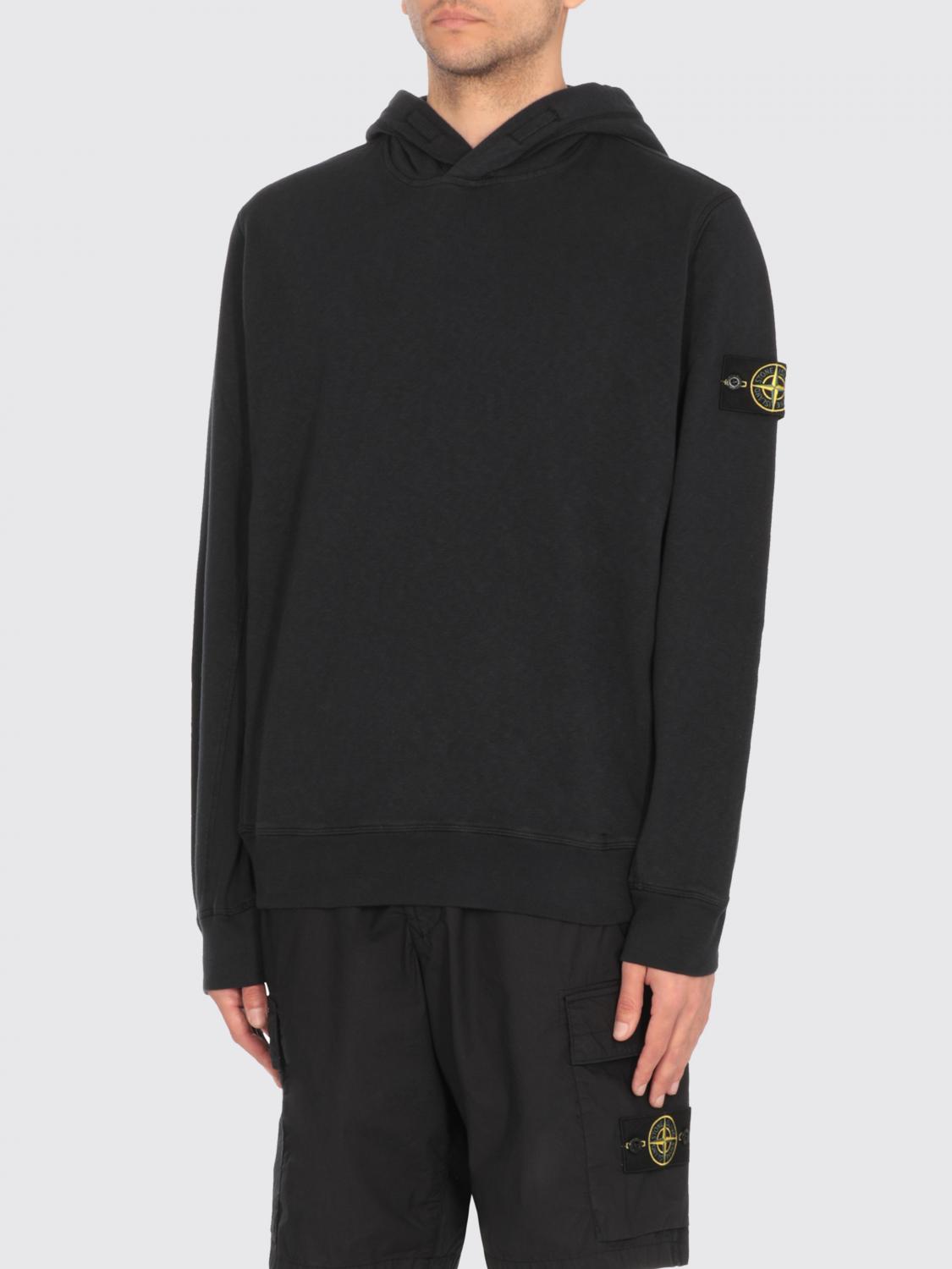 Stone Island 6100033 Organic Cotton Diagonal Fleece 'old' Effect In Black