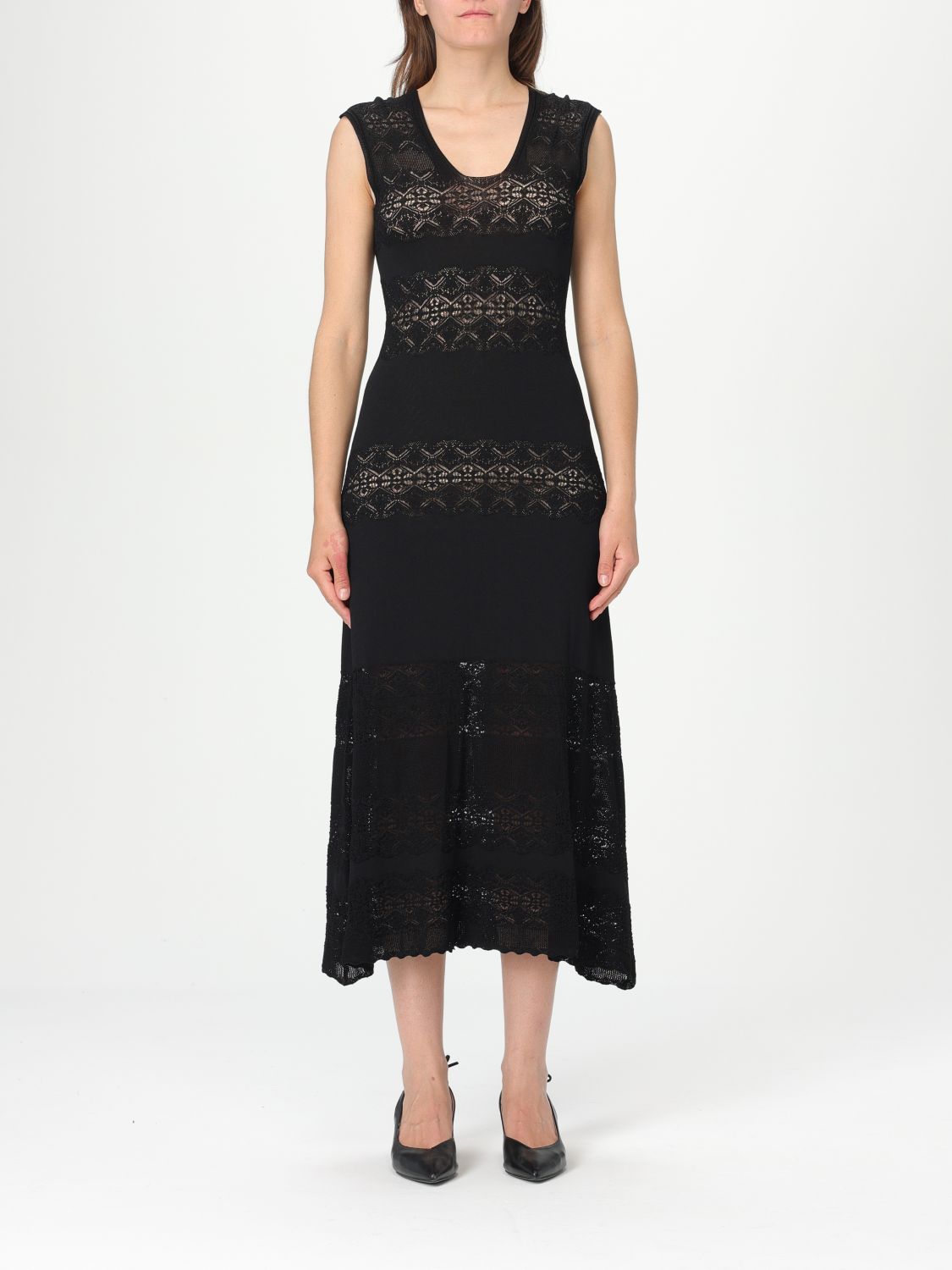 Shop Twinset Dress Woman Color Black In ブラック