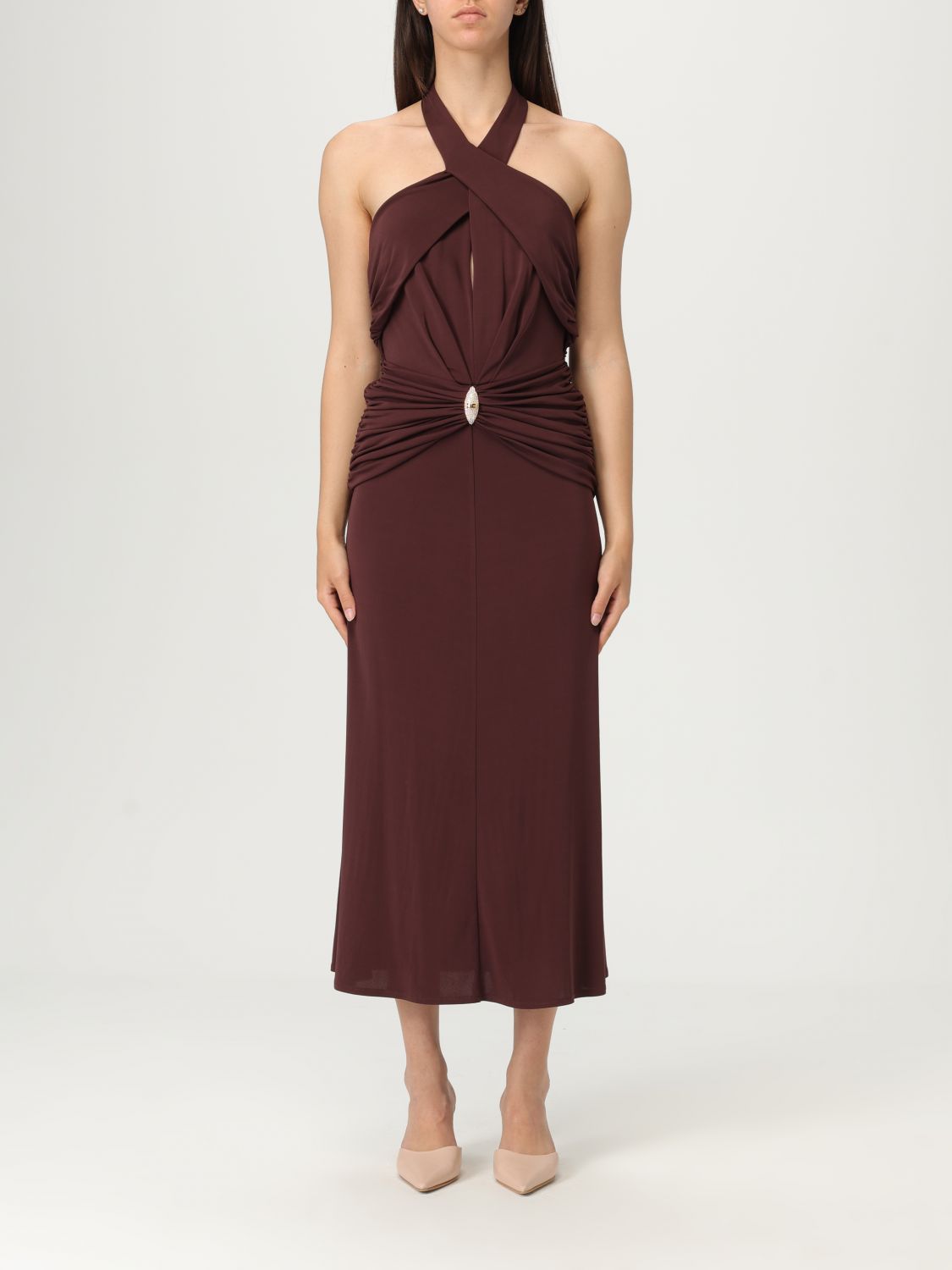 Elisabetta Franchi Ruffled Dress Embellished Detail