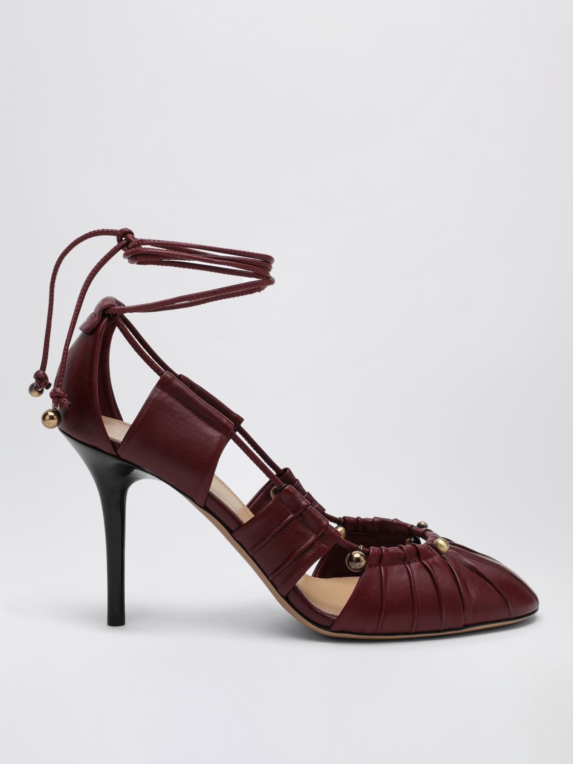 Chloé Luna 90 Cut-out Leather Pumps In Red