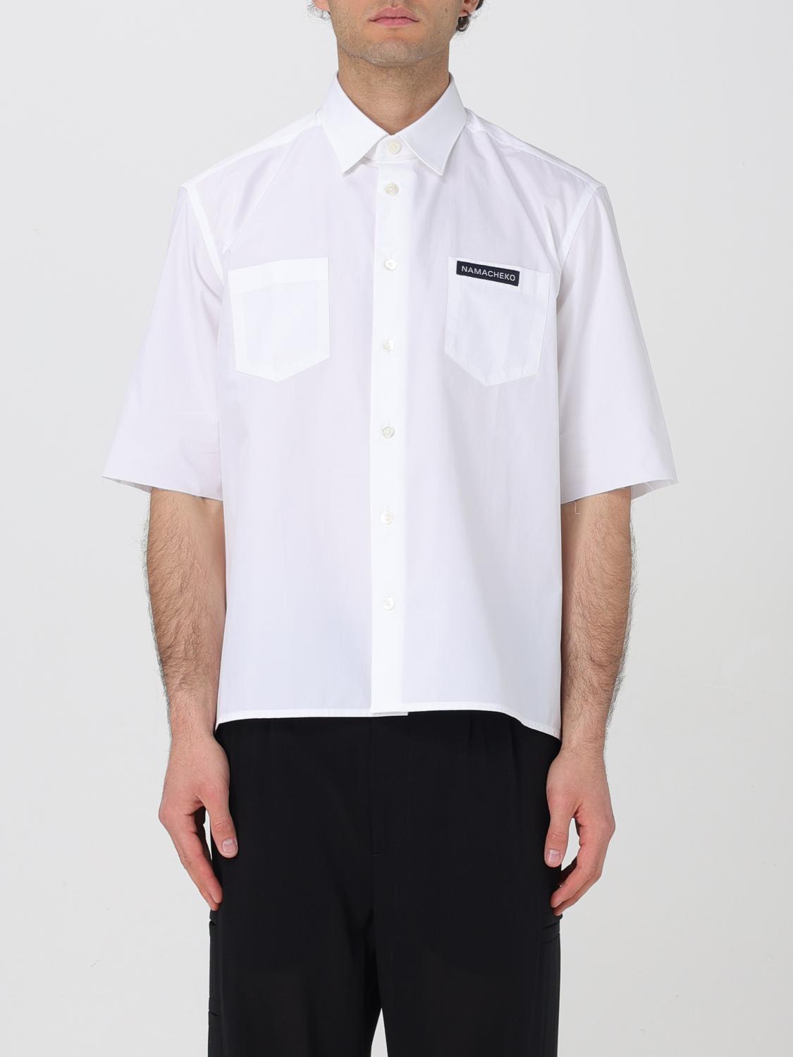 Namacheko Logo Patch Shirt With Pockets And Short Sleeves In White