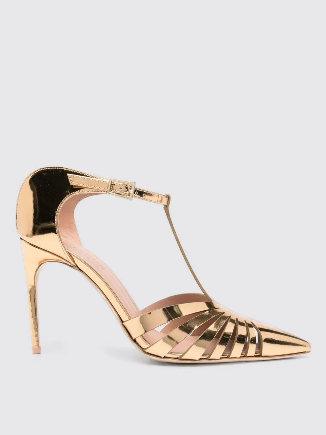 Malone Souliers Jennifer 90 Metallic Leather Mules In Gold