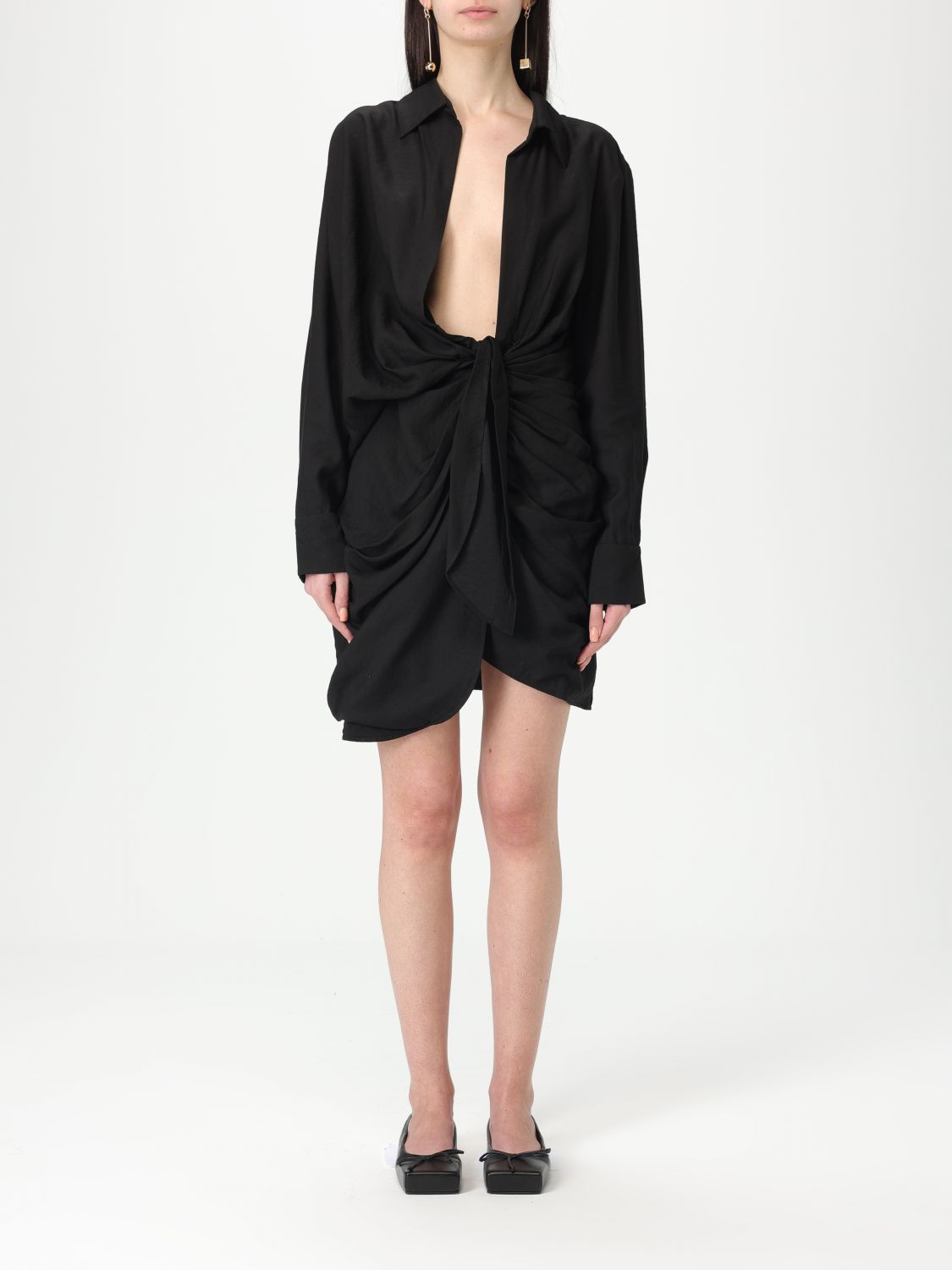Jacquemus Elegant Viscose Blend Dress In Black