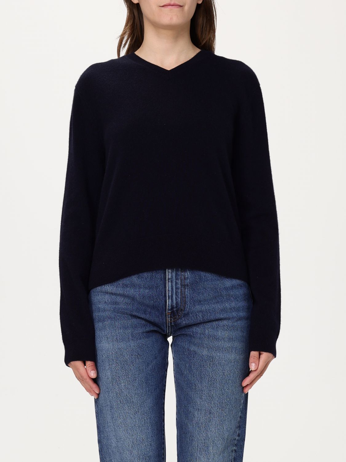 Totême Navy Classic V-neck Sweater In ブルー