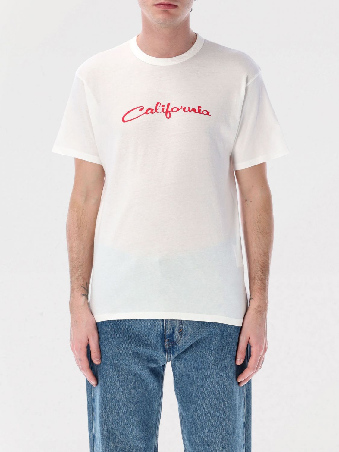 Shop Erl T-shirt Men Color White