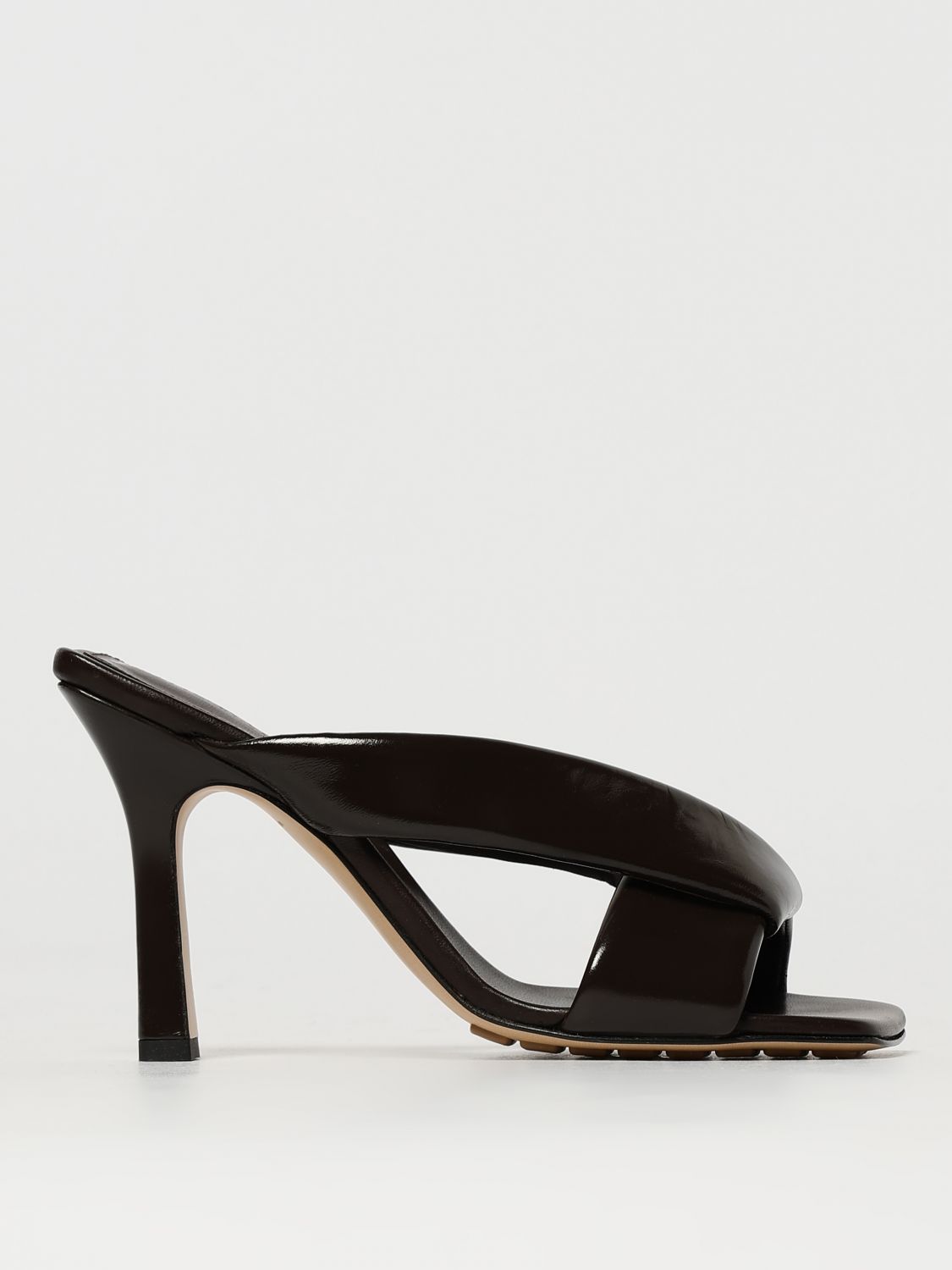 Bottega Veneta Criss Cross Padded Leather Slide Sandals In Brown