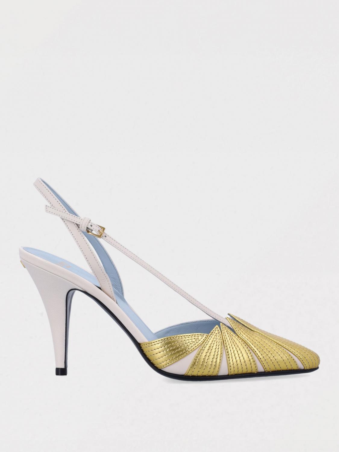 Valentino Folifoliage Sling Back Pumps In ゴールド