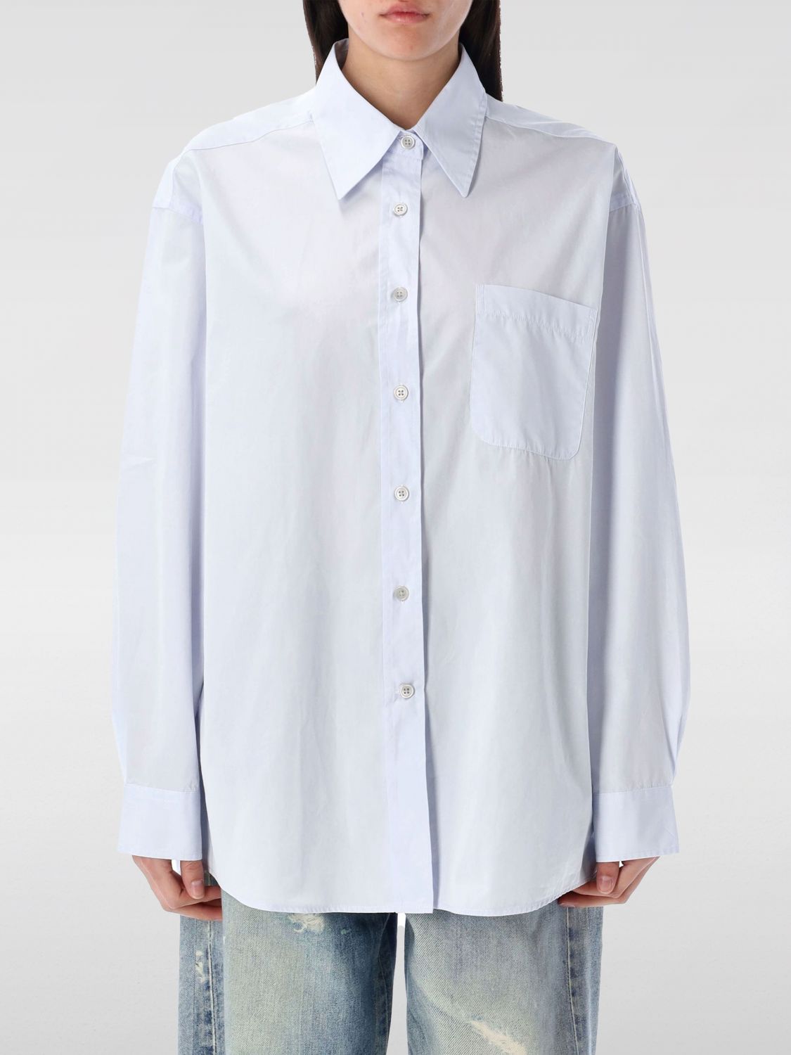 Our Legacy Timeless Shirt With Chest Pocket And Long Sleeves In Sky Blue