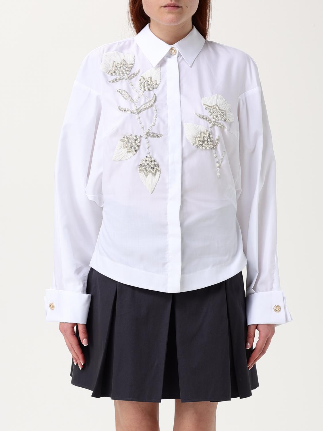 Elisabetta Franchi Pearl-embellishment Shirt In White