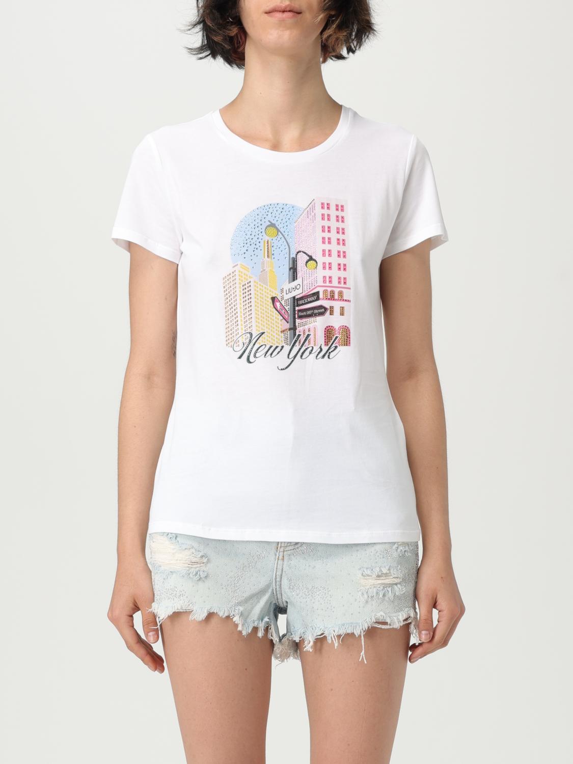 Liu •jo Cotton T-shirt In White With Print