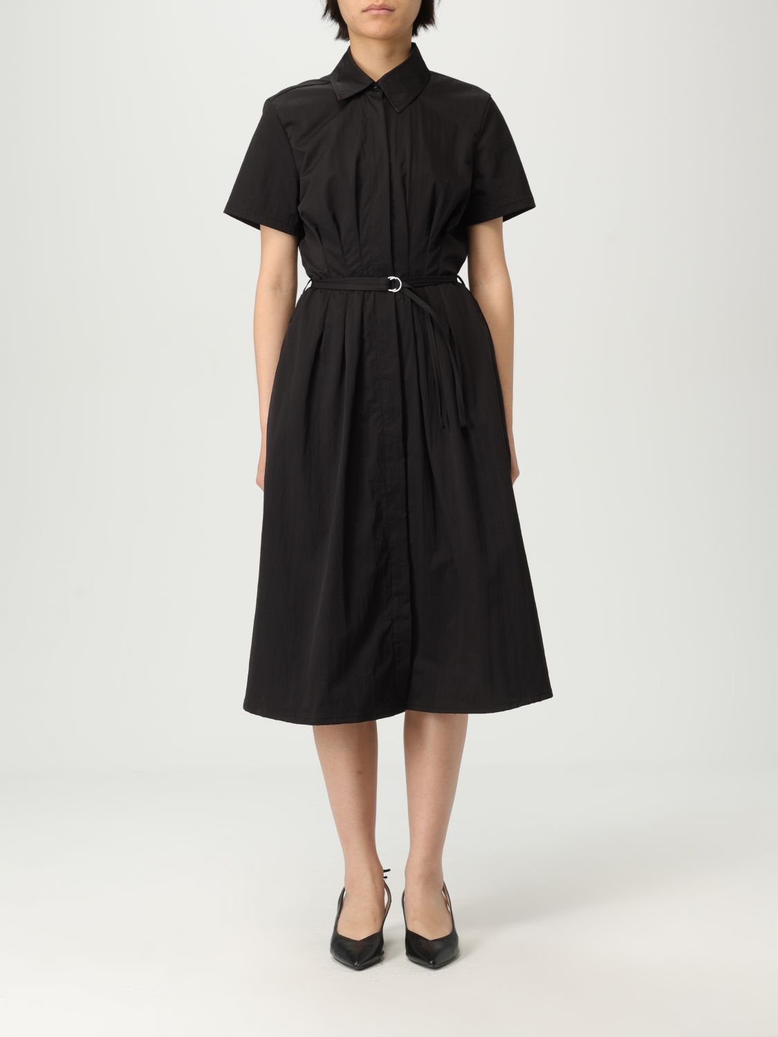Liu •jo Liu Jo Midi Black Dress With Classic Shirt Design